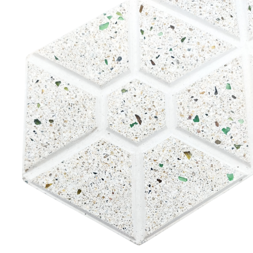 Baldosa Triplehexagonal - Hormigón Blanco - Pulida. K-B-008 / 25x25x4